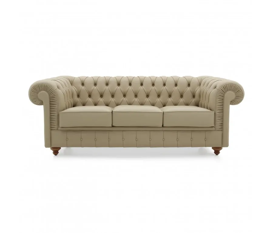 obrazek 1 Beżowa elegancka sofa w stylu Chesterfield - Sevensedie