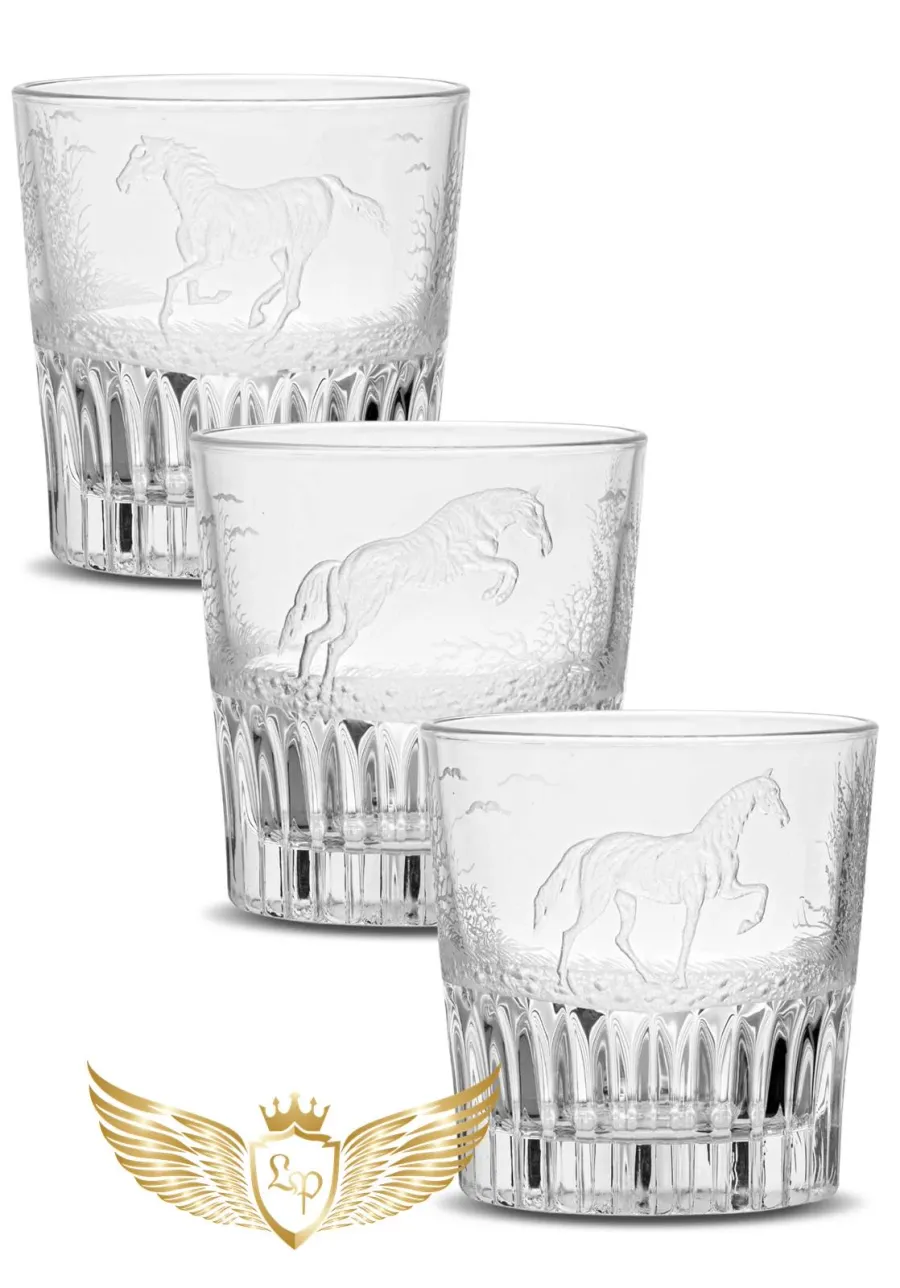 obrazek 3 Elegancki komplet szklanek do whisky dla pasjonata koni