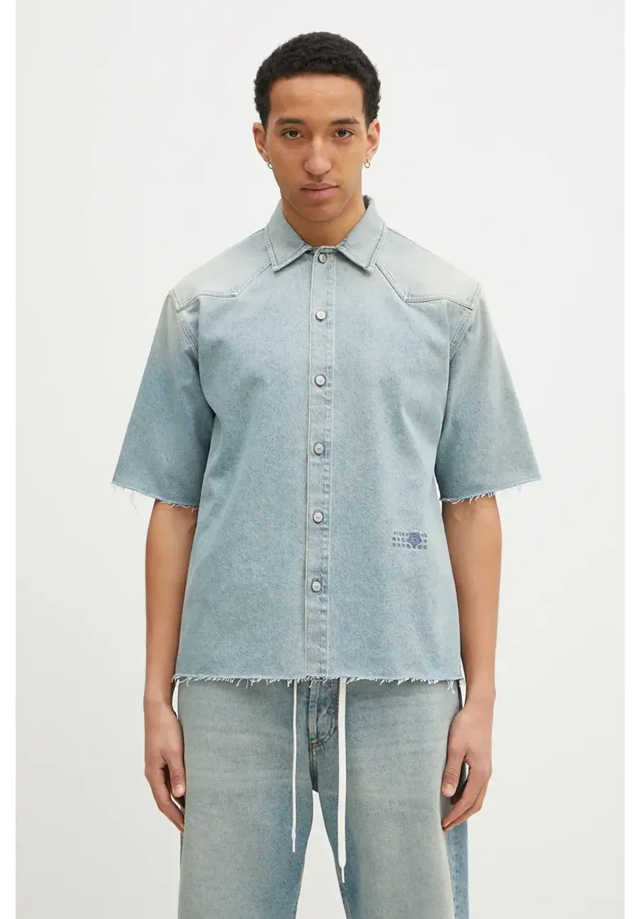 obrazek 1 MM6 Maison Margiela koszula jeansowa męska kolor niebieski relaxed z kołnierzykiem klasycznym SH0DR0006