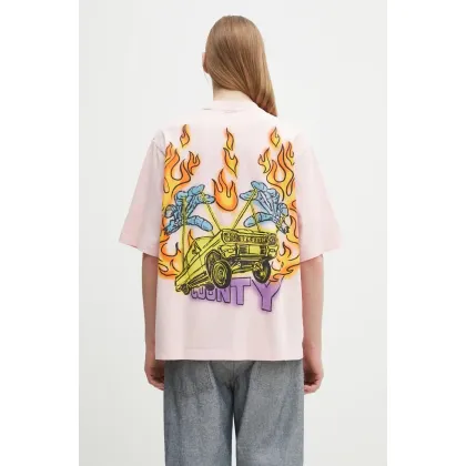 Zdjęcie Marcelo Burlon t-shirt bawełniany County Flame Boxy T-Shirt Pink Red męski kolor różowy z nadrukiem CMAA05AS25JER0073025