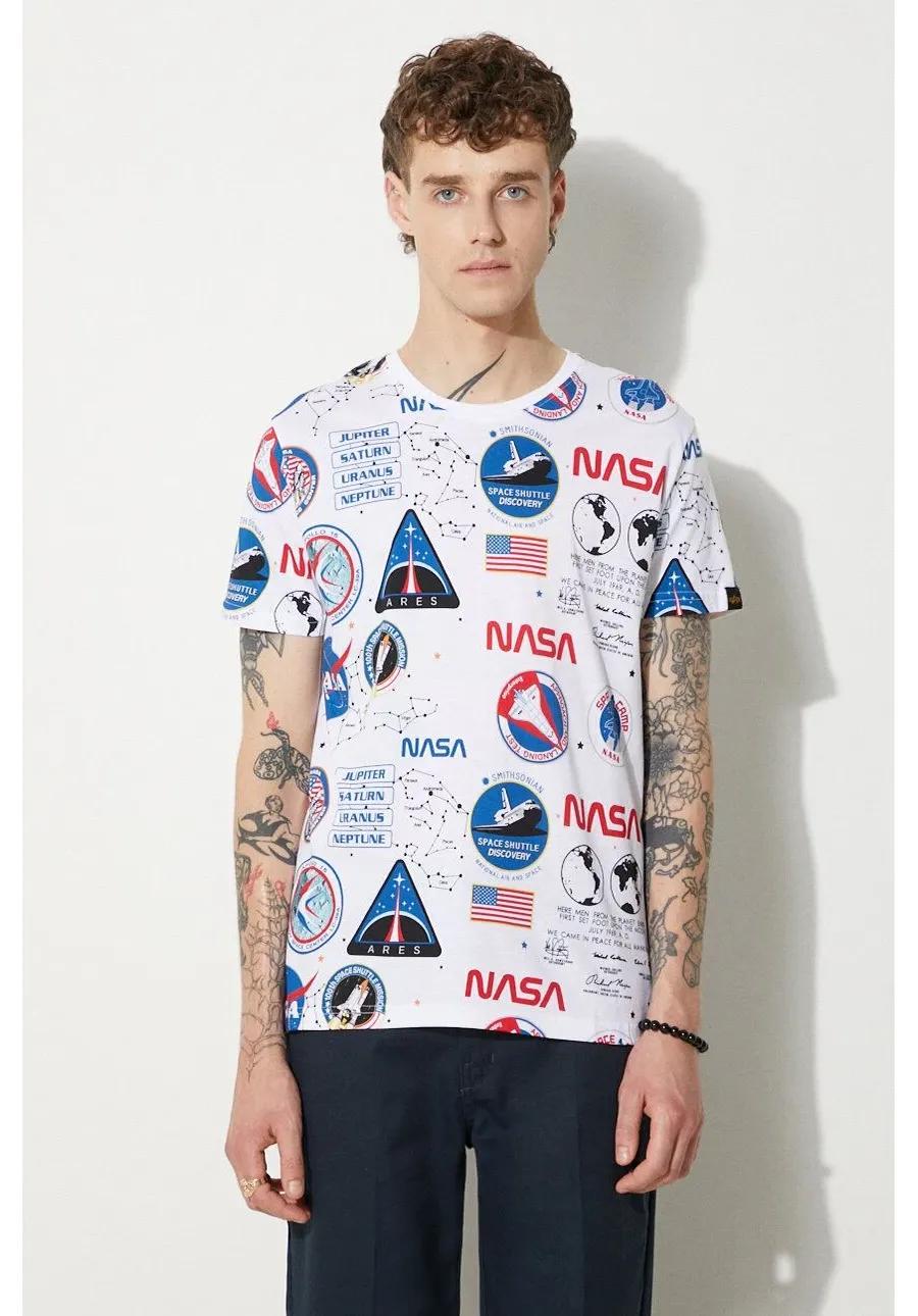 obrazek 1 Alpha Industries t-shirt bawełniany x NASA kolor biały wzorzysty 116503.09-BIALY