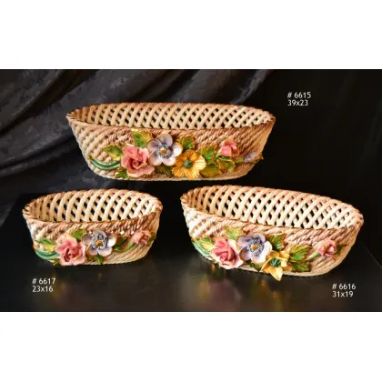 Picture Fantastic ceramic basket with flowers in 3 dimensions