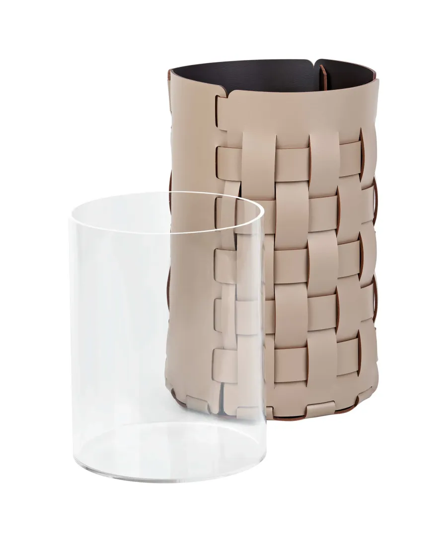 obrazek 5 Stylowy skórzany koszyk Bottega Ø22хH35 cm w kolorze cappuccino