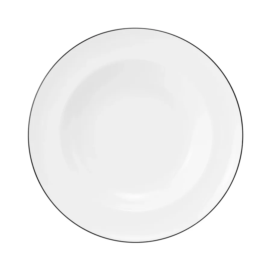 obrazek 2 Biały porcelanowy talerz do zupy z czarną obwódką w stylu klasycznym – Tettau