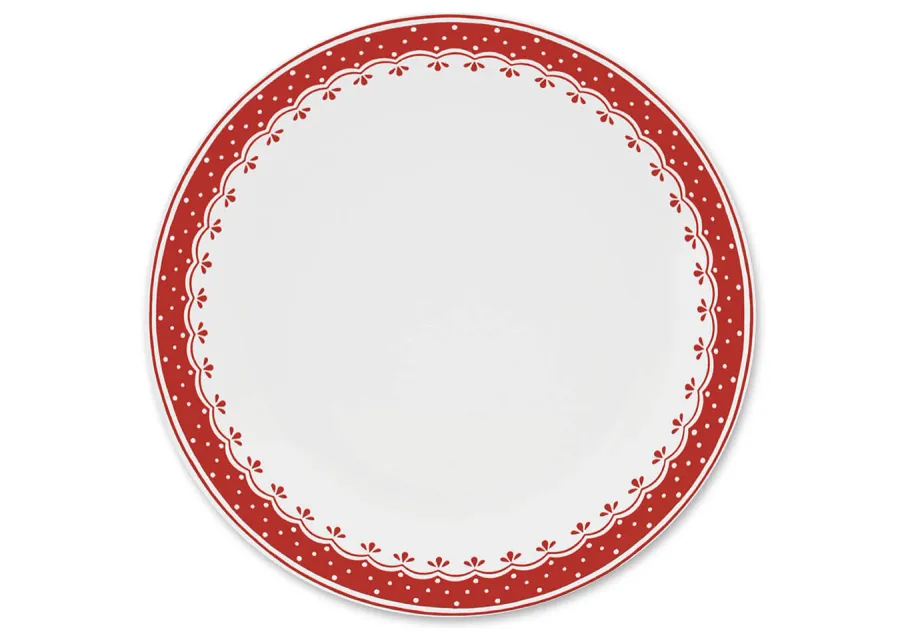 obrazek 1 Elegancki płaski talerz z porcelany zdobiony wyjątkowym czerwonym ornamentem - Leander