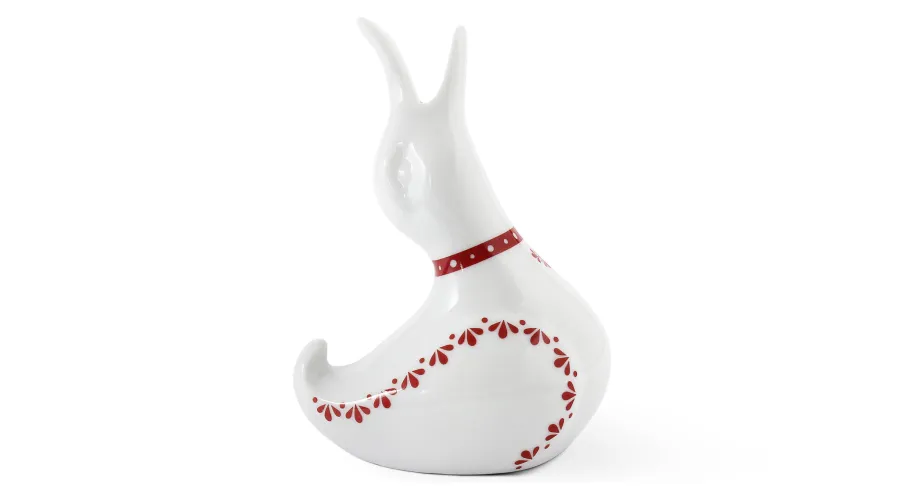 obrazek 1 Wyjątkowy tryskacz z porcelany w kształcie gęsi z czerwonym zdobieniem - Leander