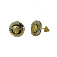 Zdjęcie Kolczyki versace z onyksem i cyrkoniami średnica 13mm.