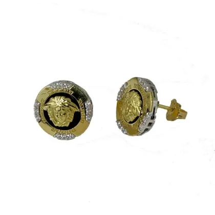 Zdjęcie Kolczyki versace z onyksem i cyrkoniami średnica 13mm.