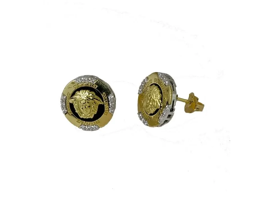 obrazek 1 Kolczyki versace z onyksem i cyrkoniami średnica 13mm.