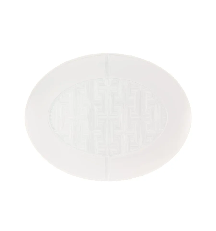 obrazek 1 Biały mały owalny talerz Eternal z białym subtelnym wzorem - Vista Alegre