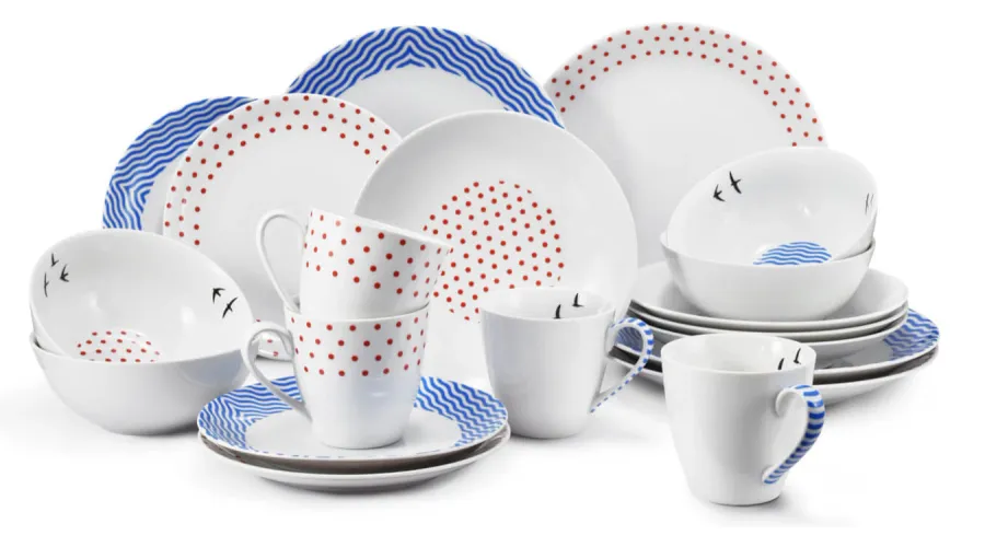 obrazek 1 Piękna 20-częściowa zastawa obiadowa z porcelany zdobiona subtelnym motywem z kolekcji BeFree – Leander