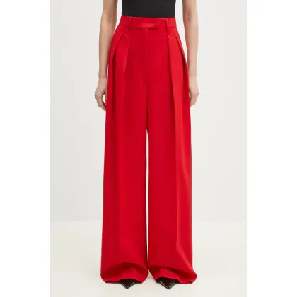 Zdjęcie Sportmax spodnie wełniane Abadan damskie kolor czerwony szerokie high waist 2512131041600