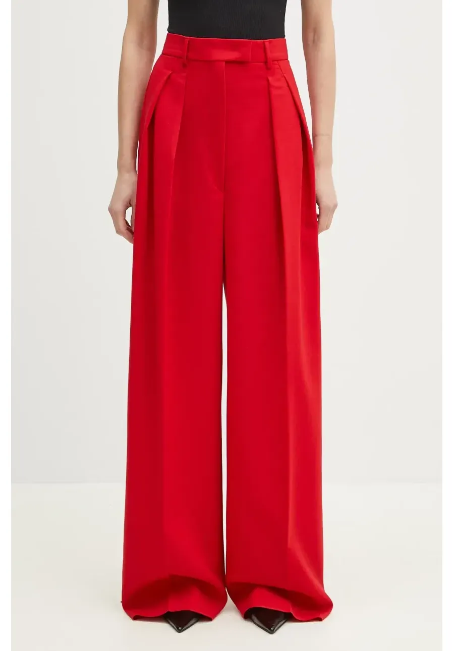 obrazek 1 Sportmax spodnie wełniane Abadan damskie kolor czerwony szerokie high waist 2512131041600