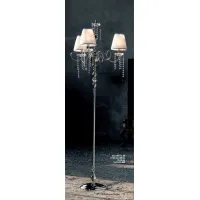 Picture 3-light floor lamp in a chrome diamond tube with crystal saucers and Swarovski pendants - Il Paralume Marina
