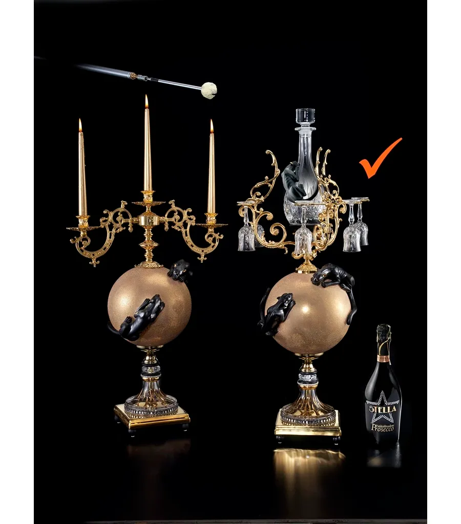 picture 1 Set for alcohol decorated with panthers