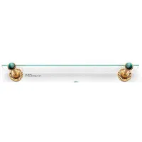 Picture Unique bathroom shelf in glass and brass with dots and malachite cabochon - Il Paralume Marina