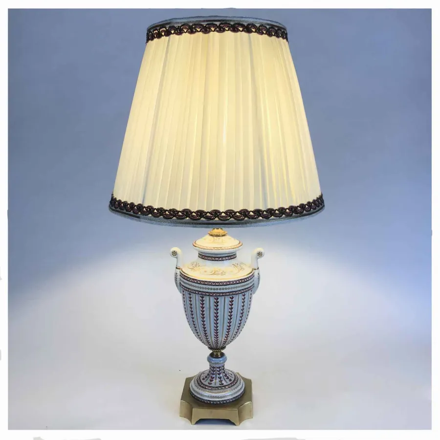 obrazek 2 Dekorowana Porcelanowa Lampa Stołowa florenckiej firmy około 1970 roku