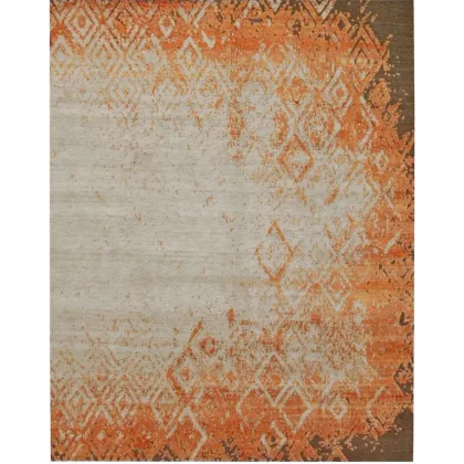 Zdjęcie Dywan o zanikającym pomarańczowym deseniu z wełny i tkaniny bambusowej