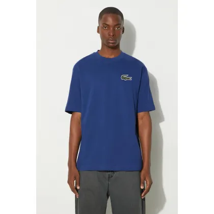 Zdjęcie Lacoste t-shirt bawełniany kolor niebieski gładki