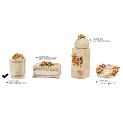 Picture Ceramic, square box decorated with flowers - Valle d'oro Patchi