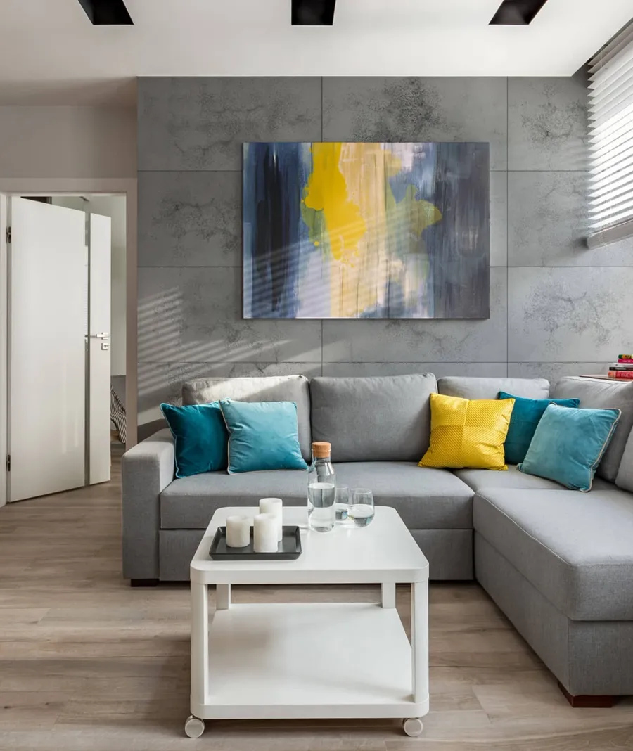 obrazek 1 60x60 cm DS - (ciemny popiel, czarne kruszywo) - płyta beton architektoniczny ultralekka