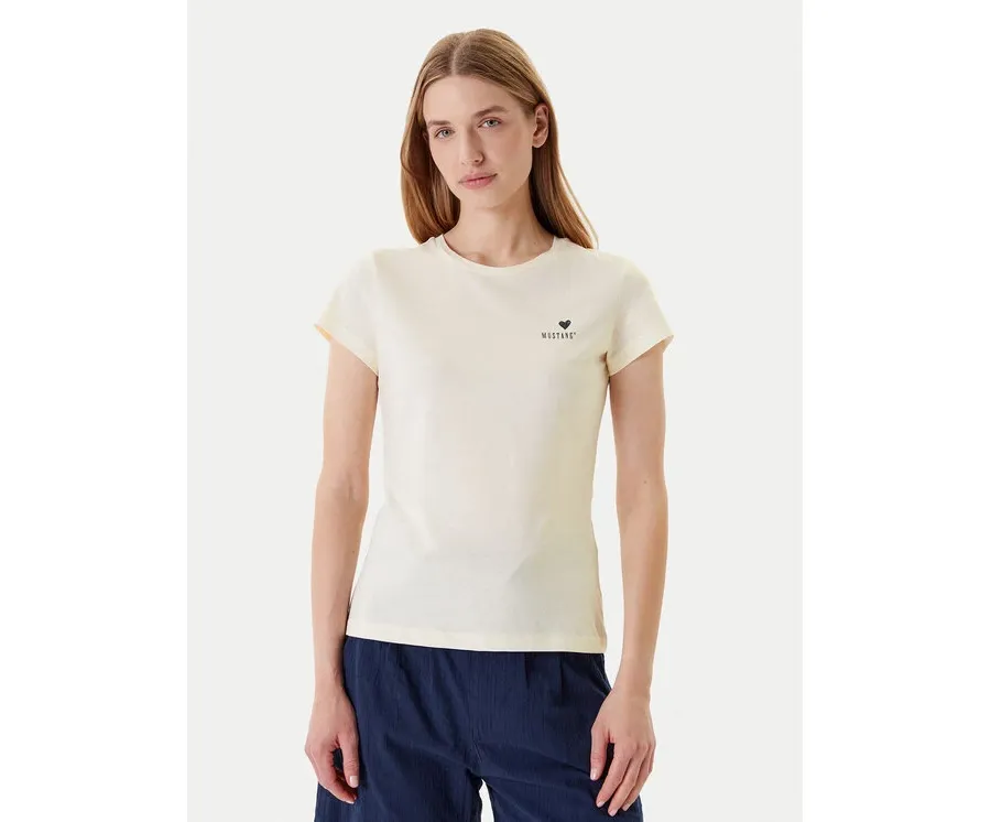 obrazek 1 Mustang T-Shirt Loa 1016509 Écru Slim Fit