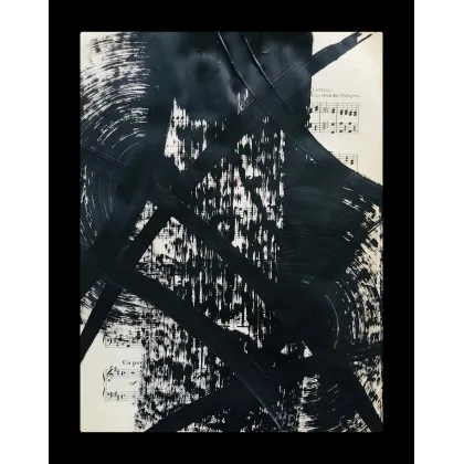 Zdjęcie Black no 24. Akryl na starych, archiwalnych nutach, 34 x 27 cm