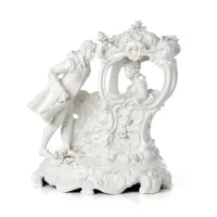 Picture Italian baroque figure of a lady and a man made of ceramics - Ceramiche ML