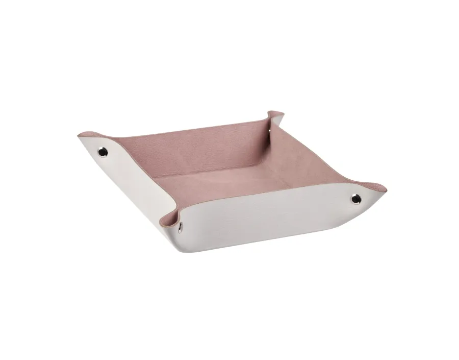 obrazek 1 Skórzana tacka na drobiazgi 14х14xH5 cm w kolorze perłowym