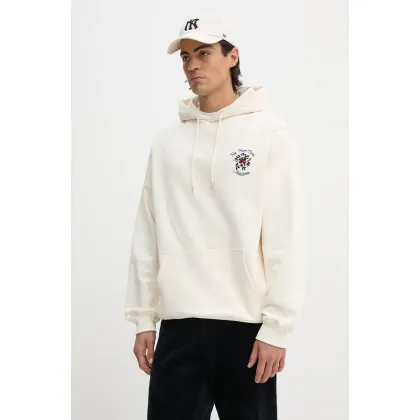 Zdjęcie Drôle de Monsieur bluza bawełniana Le Hoodie Slogan Fleurs męska kolor beżowy z kapturem z aplikacją E.HO169.CO127.CM Le Hoodie Slogan Fleurs