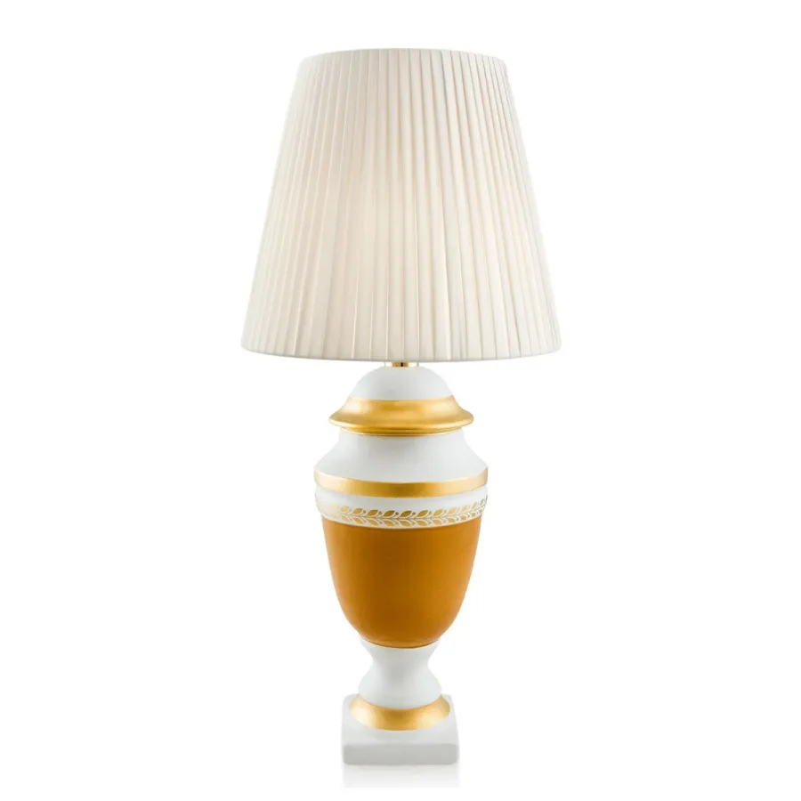obrazek 1 Ceramiczna lampa stołowa z greckim złotym motywem - Ahura