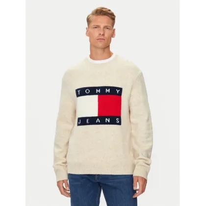 Zdjęcie Tommy Jeans Sweter Flag DM0DM19442 Beżowy Regular Fit