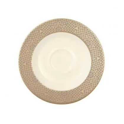 Zdjęcie Porcelanowy duży spodek zdobiony złotym motywem w stylu klasycznym – Tettau