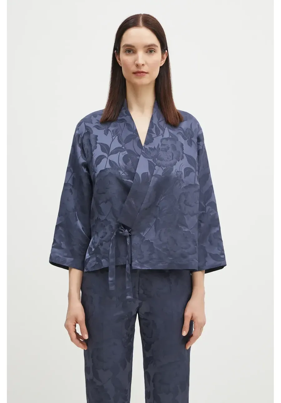 obrazek 1 Kenzo marynarka z domieszką lnu kolor niebieski oversize wzorzysta FF52VE0329JG.67