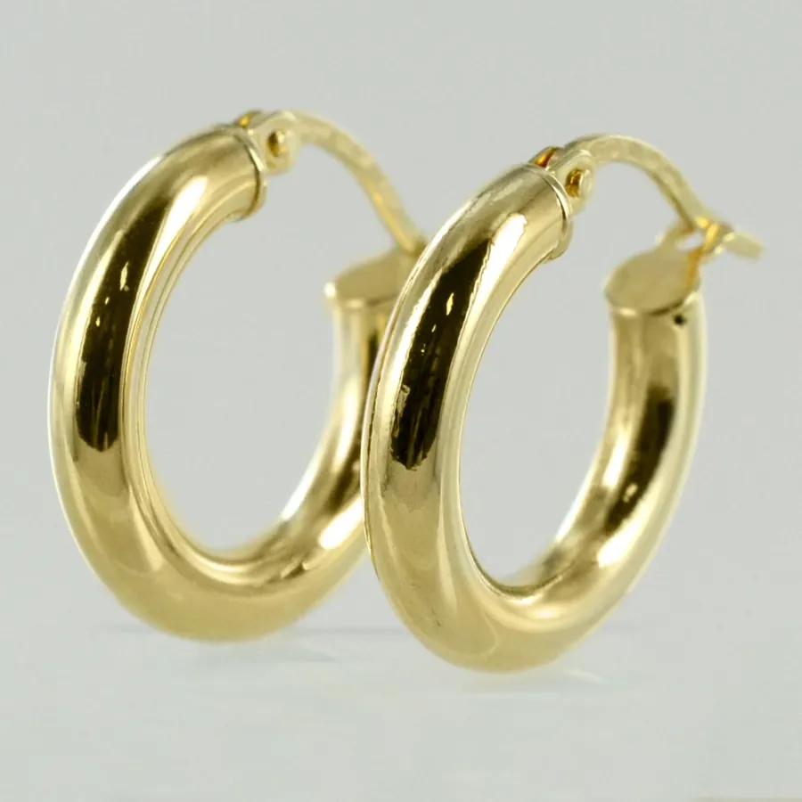 obrazek 2 Włoskie małe kolczyki okrągłe z żółtego złota