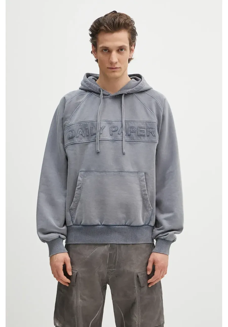 obrazek 1 Daily Paper bluza bawełniana Garment Wash Hoodie męska kolor szary z kapturem gładka 2511164