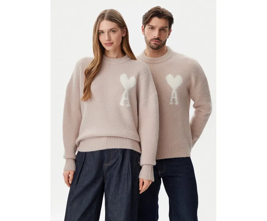 obrazek 1 AMI PARIS Sweter UKS025.KN0032 Różowy Regular Fit