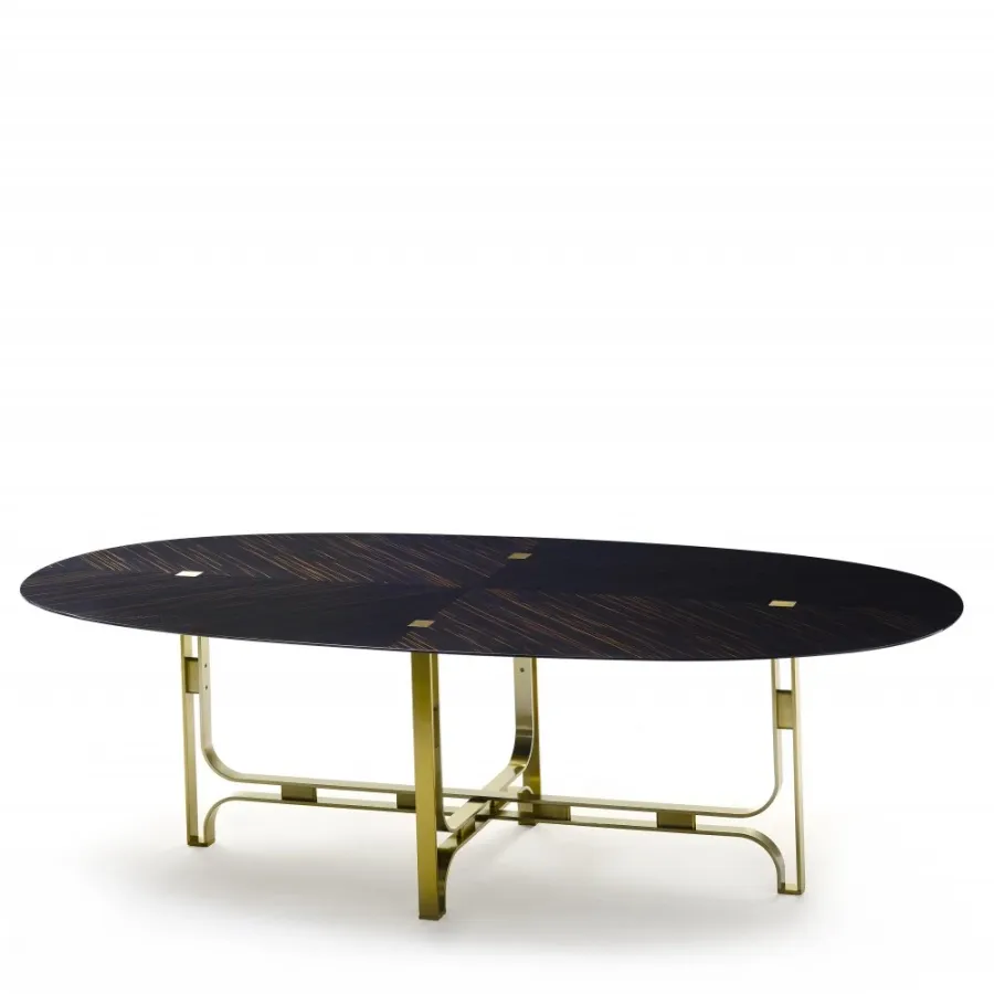 obrazek 6 Elegancki stół jadalniany z metalową podstawą i owalnym blatem H.75xL.245xP.120 cm