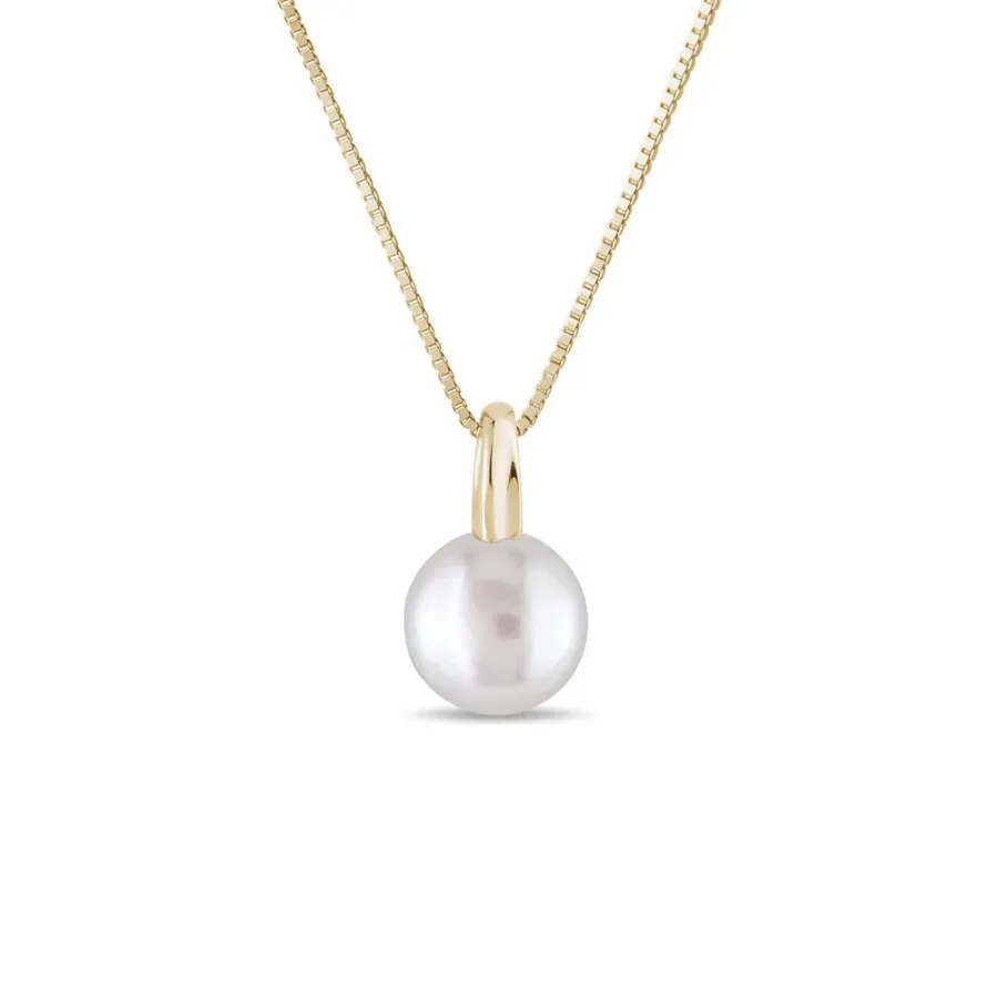 obrazek 1 Naszyjnik z żółtego złota z perłą słodkowodną KLENOTA
