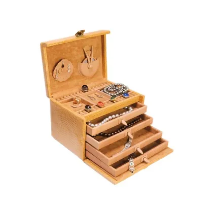 Zdjęcie 5 skrytek - skórzane pudełko na kobiece drobiazgi i biżuterię