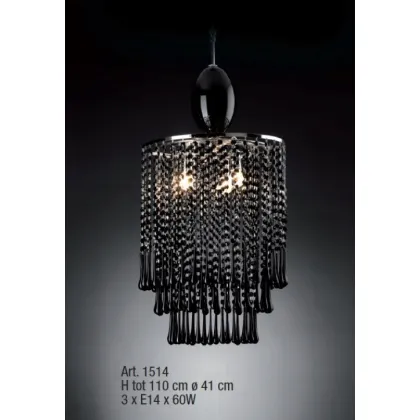 Zdjęcie Oryginalny żyrandol  z elementami Swarovskiego i kroplami z czarnego szkła - Il Paralume Marina