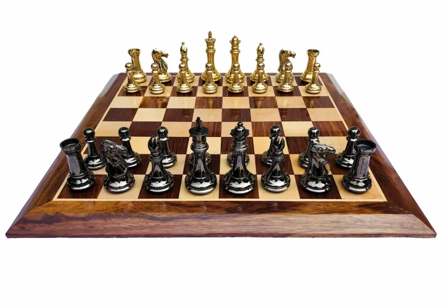 obrazek 2 Ekskluzywny zestaw mosiężnych szachów Staunton - The Chess Empire
