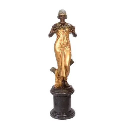 Zdjęcie Oryginalna rzeźba kobiecej postaci w stylu Art nouveau wykonana z brązu