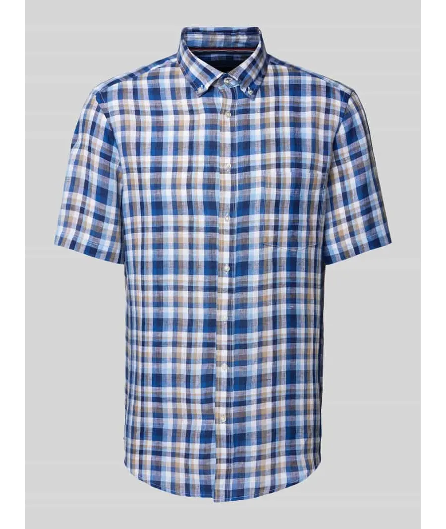 obrazek 1 Koszula casualowa o kroju regular fit z lnu z kołnierzykiem typu button down