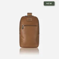 Picture A unique brown backpack with one strap made of natural leather