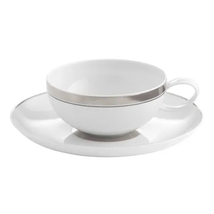 Picture Domo Platinium porcelain tea cup and saucer with platinum detail - Vista Alegre