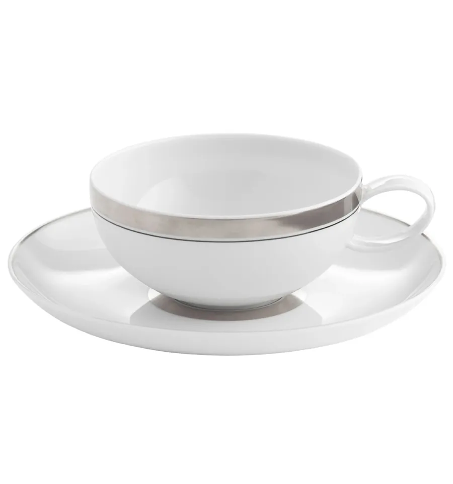 obrazek 1 Porcelanowa filiżanka do herbaty ze spodkiem Domo Platinium z platynowym detalem - Vista Alegre
