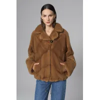 Picture Luxurious light brown jacket, mink fur
