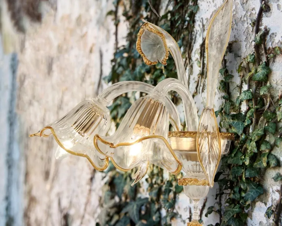 obrazek 1 Piękna włoska lampa ścienna wykonana ręcznie ze szkła murano