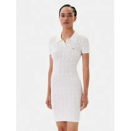 Zdjęcie Tommy Jeans Sukienka dzianinowa Pointelle DW0DW20874 Écru Slim Fit